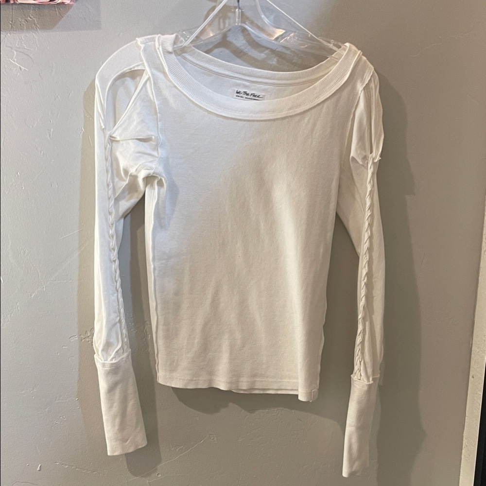 Free People White Long Sleeve Top